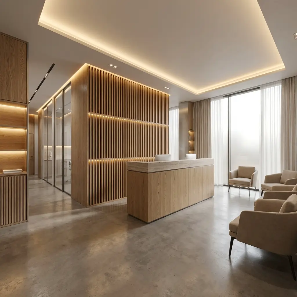 Comfortable dental clinic waiting area
