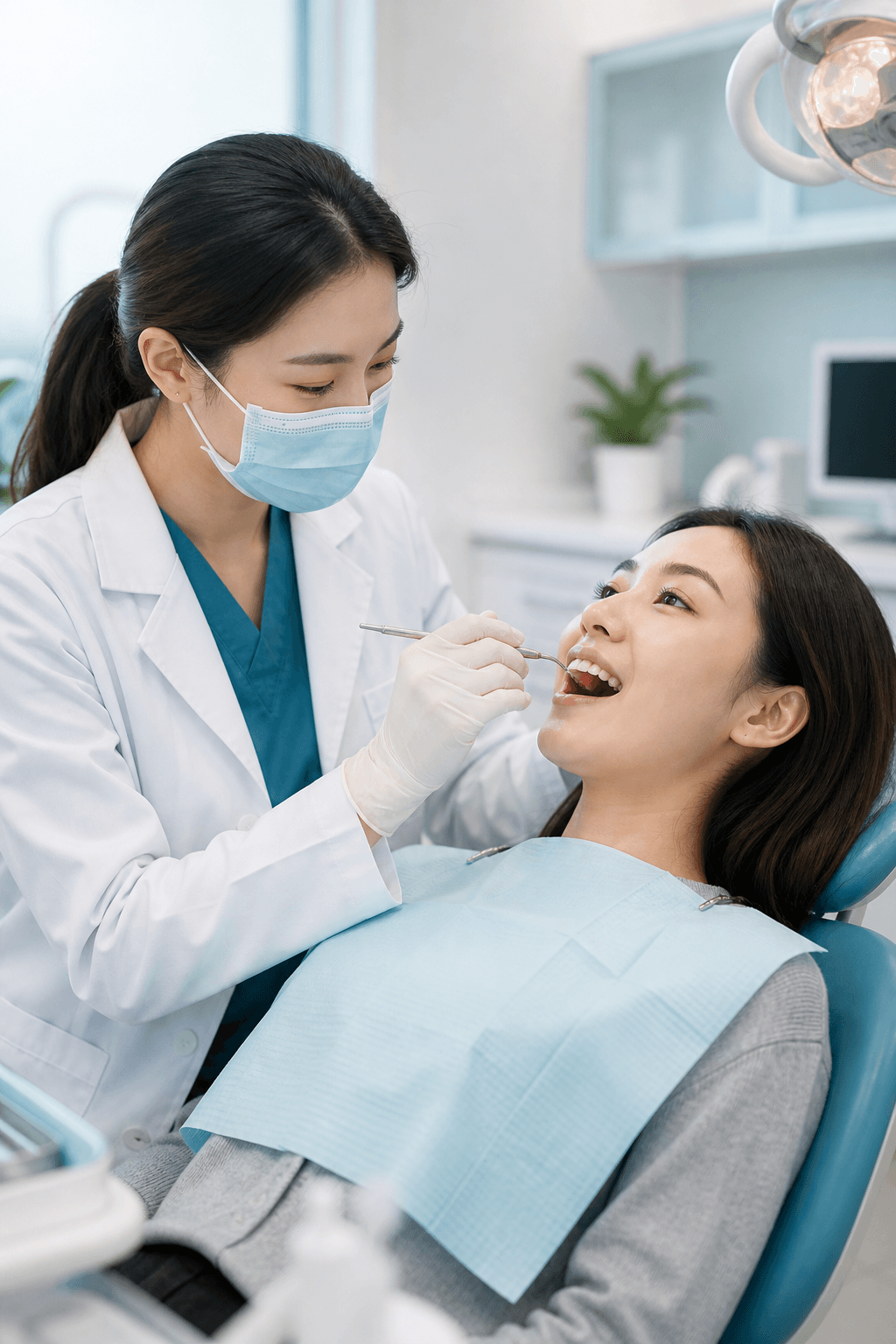 Dentist completing a gentle oral checkup